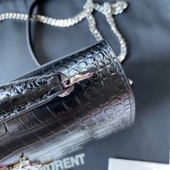 Tony Luxuries IN SHINY SUNSET LEATHER CROCODILE-EMBOSSED YSL 0819